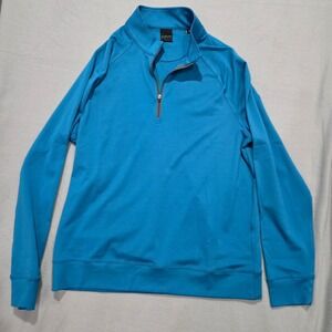 Dunning Golf Mens Quarter Zip Pullover Blue Performance Mock Neck Sweater Size M
